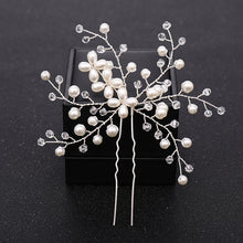 Load image into Gallery viewer, New Rose Gold Flower Crystal Pearl Wedding Hair Pins for Women