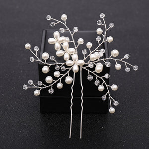 New Rose Gold Flower Crystal Pearl Wedding Hair Pins for Women