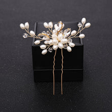 Load image into Gallery viewer, New Rose Gold Flower Crystal Pearl Wedding Hair Pins for Women