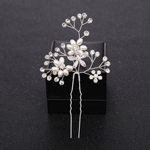 Load image into Gallery viewer, New Rose Gold Flower Crystal Pearl Wedding Hair Pins for Women