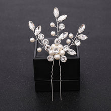 Load image into Gallery viewer, New Rose Gold Flower Crystal Pearl Wedding Hair Pins for Women