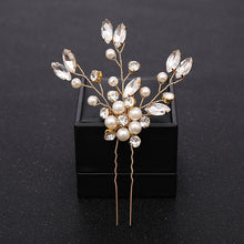 Load image into Gallery viewer, New Rose Gold Flower Crystal Pearl Wedding Hair Pins for Women