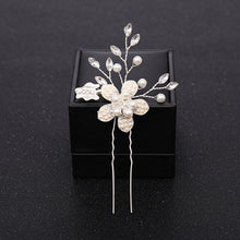 Load image into Gallery viewer, New Rose Gold Flower Crystal Pearl Wedding Hair Pins for Women