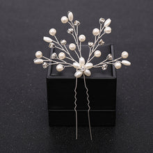 Load image into Gallery viewer, New Rose Gold Flower Crystal Pearl Wedding Hair Pins for Women