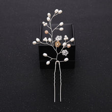 Load image into Gallery viewer, New Rose Gold Flower Crystal Pearl Wedding Hair Pins for Women