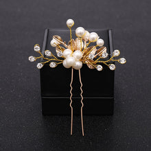 Load image into Gallery viewer, New Rose Gold Flower Crystal Pearl Wedding Hair Pins for Women