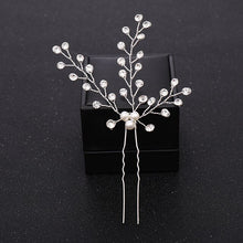 Load image into Gallery viewer, New Rose Gold Flower Crystal Pearl Wedding Hair Pins for Women