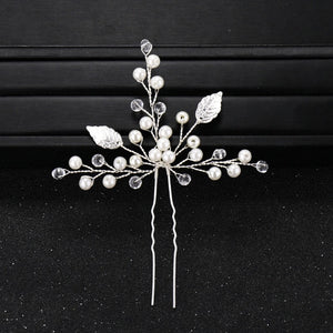 New Rose Gold Flower Crystal Pearl Wedding Hair Pins for Women