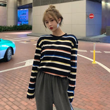 Load image into Gallery viewer, Rainbow T Shirt Women Striped Kawaii Clothes Harajuku Korean Style Streetwear Aesthetic Long Sleeve Fall Roupas Feminina O Neck