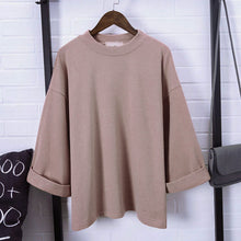 Load image into Gallery viewer, Newly Women 3/4 Sleeves T-shirt Oversize Loose Round Neck Minimalist Autumn Tops  IR-ing