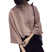 Load image into Gallery viewer, Newly Women 3/4 Sleeves T-shirt Oversize Loose Round Neck Minimalist Autumn Tops  IR-ing