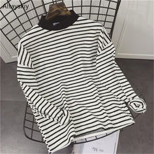 Load image into Gallery viewer, T-shirts Women Striped Loose Simple All-match Korean Style Leisure Daily Trendy Soft T-shirt Womens High Quality Retro Tees New