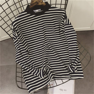 T-shirts Women Striped Loose Simple All-match Korean Style Leisure Daily Trendy Soft T-shirt Womens High Quality Retro Tees New