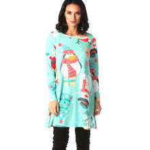 Load image into Gallery viewer, Autumn Winter New Women Chrismas Clothes Long Sleeve O Neck Christmas Tree Snowman Printed Slim Dress Knee Length Big Size S-5XL