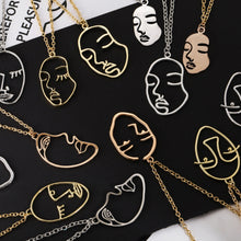 Load image into Gallery viewer, Adjustable Chain Necklaces Pendants Jewelry Making Abstract Human Face Gold Necklace Women Long Facial Silver Chain Necklace Set