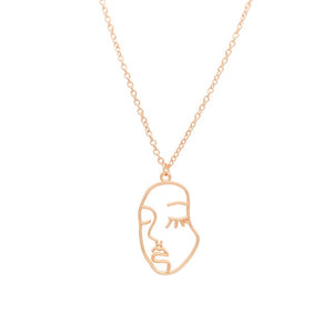 Adjustable Chain Necklaces Pendants Jewelry Making Abstract Human Face Gold Necklace Women Long Facial Silver Chain Necklace Set