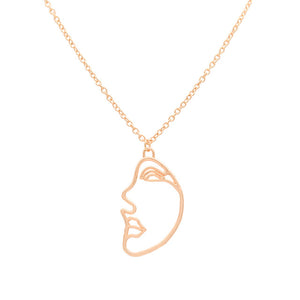 Adjustable Chain Necklaces Pendants Jewelry Making Abstract Human Face Gold Necklace Women Long Facial Silver Chain Necklace Set