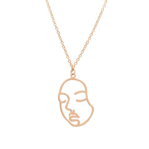 Adjustable Chain Necklaces Pendants Jewelry Making Abstract Human Face Gold Necklace Women Long Facial Silver Chain Necklace Set