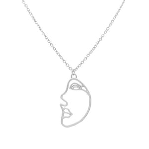 Adjustable Chain Necklaces Pendants Jewelry Making Abstract Human Face Gold Necklace Women Long Facial Silver Chain Necklace Set