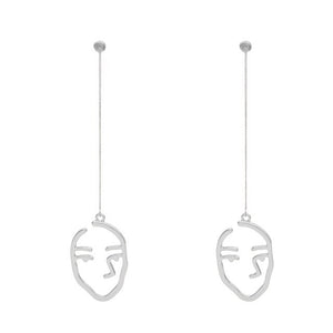 Adjustable Chain Necklaces Pendants Jewelry Making Abstract Human Face Gold Necklace Women Long Facial Silver Chain Necklace Set