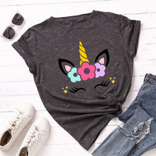 Load image into Gallery viewer, 2019 Fashion Plus Size Women T-shirt Cotton Tees Cute Unicorn Printed T Shirt Female O-Neck Short Sleeve Christmas Tshirt Top