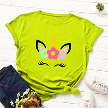 Load image into Gallery viewer, 2019 Fashion Plus Size Women T-shirt Cotton Tees Cute Unicorn Printed T Shirt Female O-Neck Short Sleeve Christmas Tshirt Top