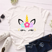 Load image into Gallery viewer, 2019 Fashion Plus Size Women T-shirt Cotton Tees Cute Unicorn Printed T Shirt Female O-Neck Short Sleeve Christmas Tshirt Top