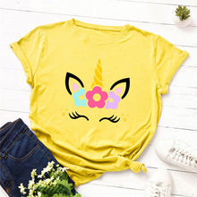 Load image into Gallery viewer, 2019 Fashion Plus Size Women T-shirt Cotton Tees Cute Unicorn Printed T Shirt Female O-Neck Short Sleeve Christmas Tshirt Top