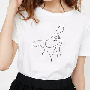 New fashion minimalist abstract face print T-shirt