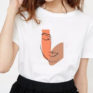 New fashion minimalist abstract face print T-shirt