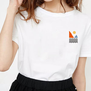 New fashion minimalist abstract face print T-shirt