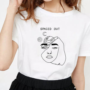 New fashion minimalist abstract face print T-shirt