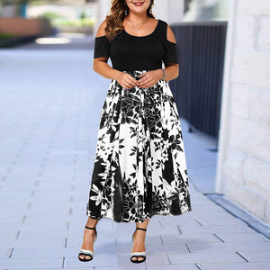 Evening Party Plus Size Maxi Dresses Women Dress Autumn Female Short Sleeve 6XL Floral Elegant A-line Large Dress For Ladies D40