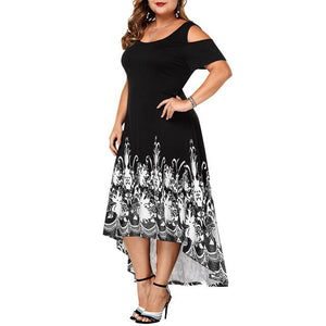 Evening Party Plus Size Maxi Dresses Women Dress Autumn Female Short Sleeve 6XL Floral Elegant A-line Large Dress For Ladies D40