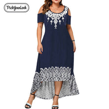 Load image into Gallery viewer, Evening Party Plus Size Maxi Dresses Women Dress Autumn Female Short Sleeve 6XL Floral Elegant A-line Large Dress For Ladies D40