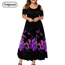 Load image into Gallery viewer, Evening Party Plus Size Maxi Dresses Women Dress Autumn Female Short Sleeve 6XL Floral Elegant A-line Large Dress For Ladies D40