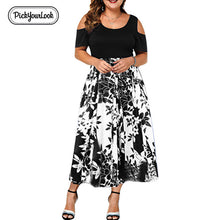 Load image into Gallery viewer, Evening Party Plus Size Maxi Dresses Women Dress Autumn Female Short Sleeve 6XL Floral Elegant A-line Large Dress For Ladies D40