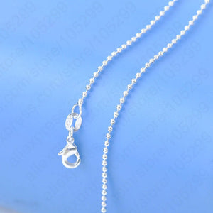 Free Shipping 1PC Fashion Jewelry Necklace Chains 925 Sterling Silver Beads Prayer Chain+Lobeter Clasp For Pendant 16-30 Inches