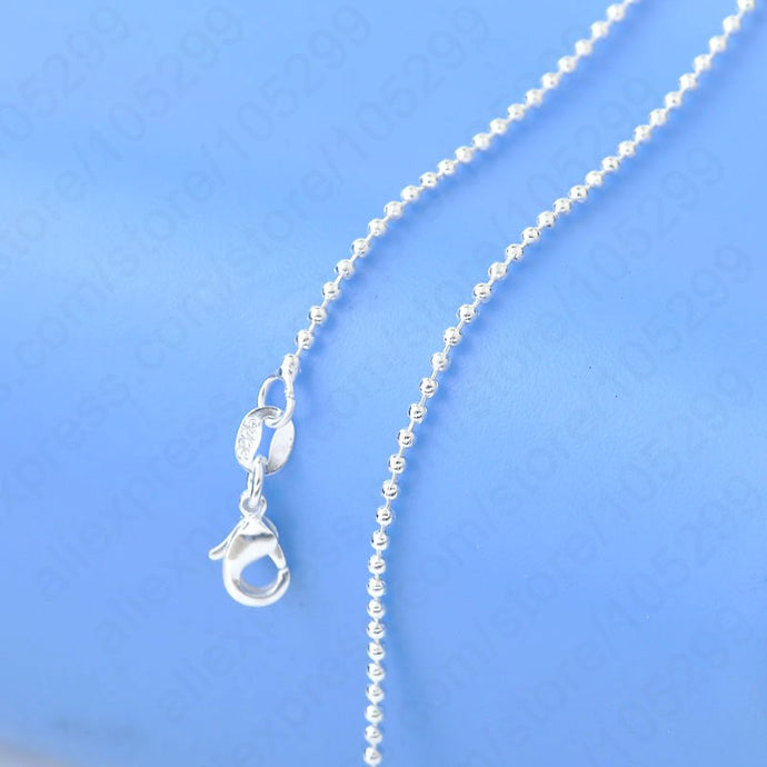 Free Shipping 1PC Fashion Jewelry Necklace Chains 925 Sterling Silver Beads Prayer Chain+Lobeter Clasp For Pendant 16-30 Inches