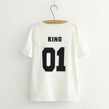 Load image into Gallery viewer, King Queen Couple T Shirt for Men Women Family T-shirt Clothes Femme Tshirt Streetwear Tee Shirt Homme Black White T Shirt Women