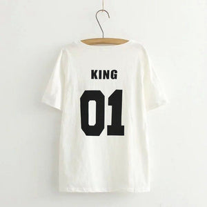 King Queen Couple T Shirt for Men Women Family T-shirt Clothes Femme Tshirt Streetwear Tee Shirt Homme Black White T Shirt Women