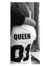 Load image into Gallery viewer, King Queen Couple T Shirt for Men Women Family T-shirt Clothes Femme Tshirt Streetwear Tee Shirt Homme Black White T Shirt Women