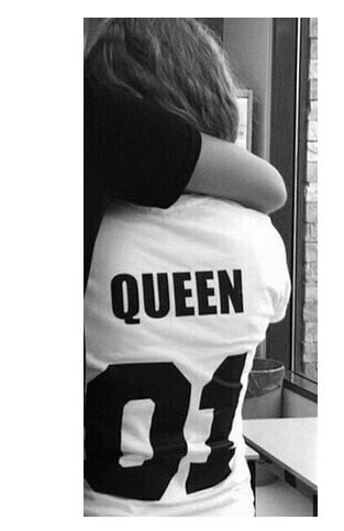 King Queen Couple T Shirt for Men Women Family T-shirt Clothes Femme Tshirt Streetwear Tee Shirt Homme Black White T Shirt Women