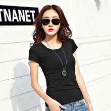 Load image into Gallery viewer, 2019 Spring Summer Women T-shirt Black V-Neck Short