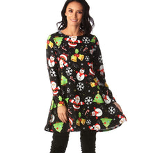 Load image into Gallery viewer, Autumn Winter Women Christmas Deer Santa Claus Printed Half Sleeve V Neck Dress Fashion New Knee Length High Waist Dress Vestido