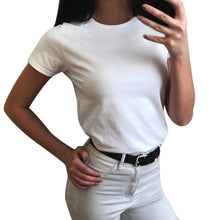 Load image into Gallery viewer, Streetwear Summer T-Shirt Women 2019 Korean Clothes White Short Sleeve Shirts O Neck Basic Shirt T-Shirt Das Mulheres tee shirt