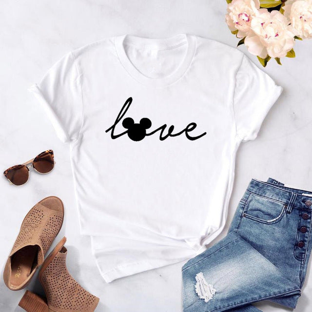 Love mouse Cartoon Cute Women tshirt Casual Funny t shirt For Lady Girl Top Tee Hipster Female Clothes