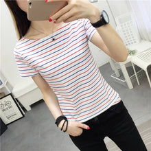 Load image into Gallery viewer, MRMT Stripes Womens T-Shirt V Collar T Shirts Skinny Half Sleeve Clothes Women Slim Under Wear Tshirt Casual Top Tees For Female