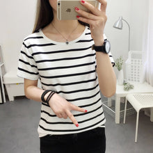 Load image into Gallery viewer, MRMT Stripes Womens T-Shirt V Collar T Shirts Skinny Half Sleeve Clothes Women Slim Under Wear Tshirt Casual Top Tees For Female