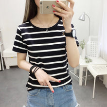 Load image into Gallery viewer, MRMT Stripes Womens T-Shirt V Collar T Shirts Skinny Half Sleeve Clothes Women Slim Under Wear Tshirt Casual Top Tees For Female